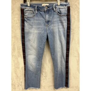 Driftwood Jeans Women's‎ 30 X 26 Inseam Colette Cropped Plaid Stripe Light Wash